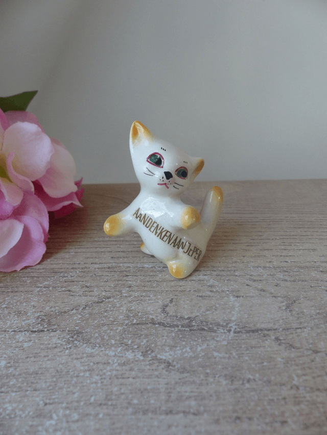 Vintage Mignon Petit Chat Néerlandais en Céramique Souvenir Pays-Bas, Chat de collection, Cadeau Amoureux des Chats