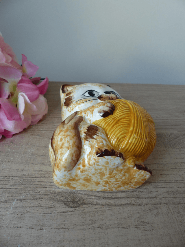 Ravissant Dévidoir à Ficelle de Cuisine Chat en Céramique, Porte Ficelle Chat Décoration Bureau Buanderie Cellier, Cadeau Amoureux des Chats