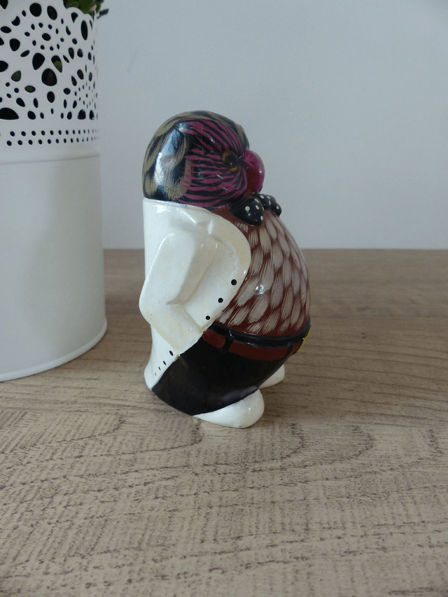 Statuette chouette Hibou dodu en céramique, Monsieur Hibou chic en smocking, Hibou savant, Cadeau professeur, enseignant, ami, famille
