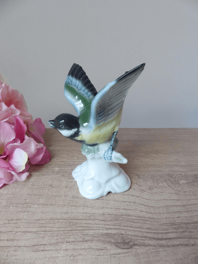 Figurine d'oiseau en porcelaine, Mésange en porcelaine vintage allemande, Gerold Porzellan Bavaria Western Germany, décoration collection