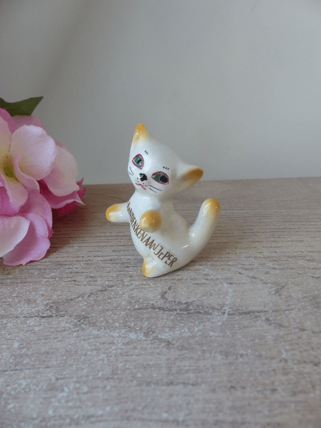 Vintage Mignon Petit Chat Néerlandais en Céramique Souvenir Pays-Bas, Chat de collection, Cadeau Amoureux des Chats