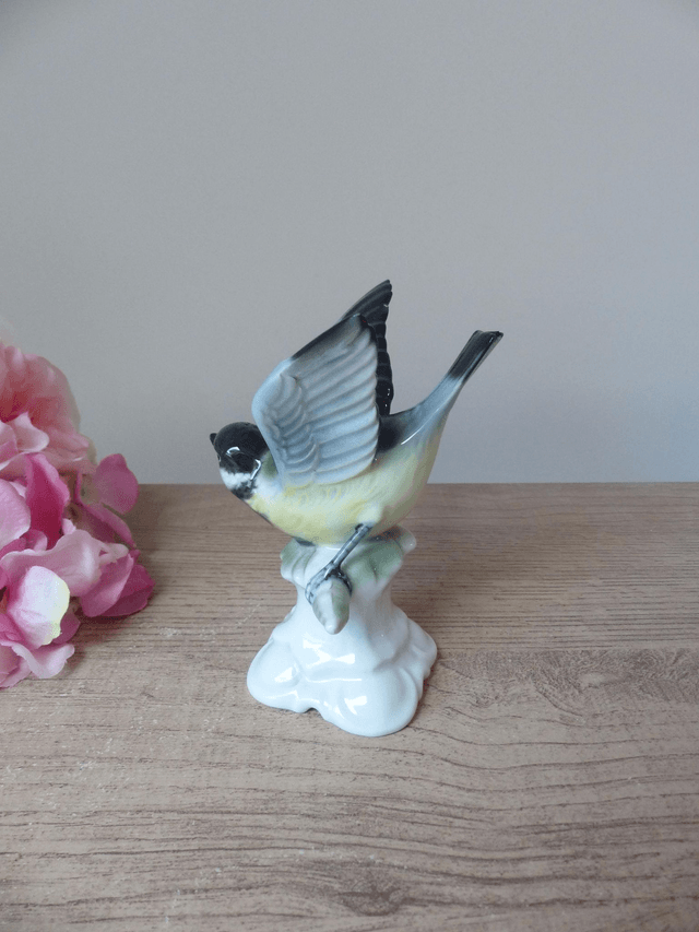 Figurine d'oiseau en porcelaine, Mésange en porcelaine vintage allemande, Gerold Porzellan Bavaria Western Germany, décoration collection