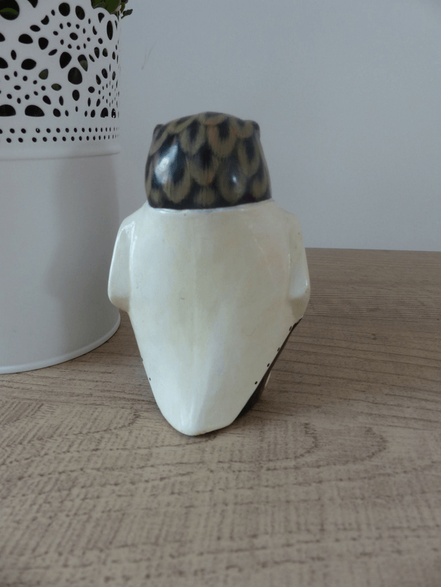 Statuette chouette Hibou dodu en céramique, Monsieur Hibou chic en smocking, Hibou savant, Cadeau professeur, enseignant, ami, famille