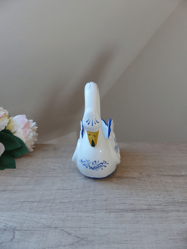 Vintage Petit Cache Pot Cygne de Porcelaine Peint à la Main au Portugal - Oiseau d'ornement - Petite Jardinière Cygne Oiseau - Cadeau Couple