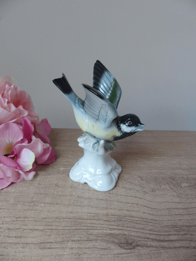 Figurine d'oiseau en porcelaine, Mésange en porcelaine vintage allemande, Gerold Porzellan Bavaria Western Germany, décoration collection