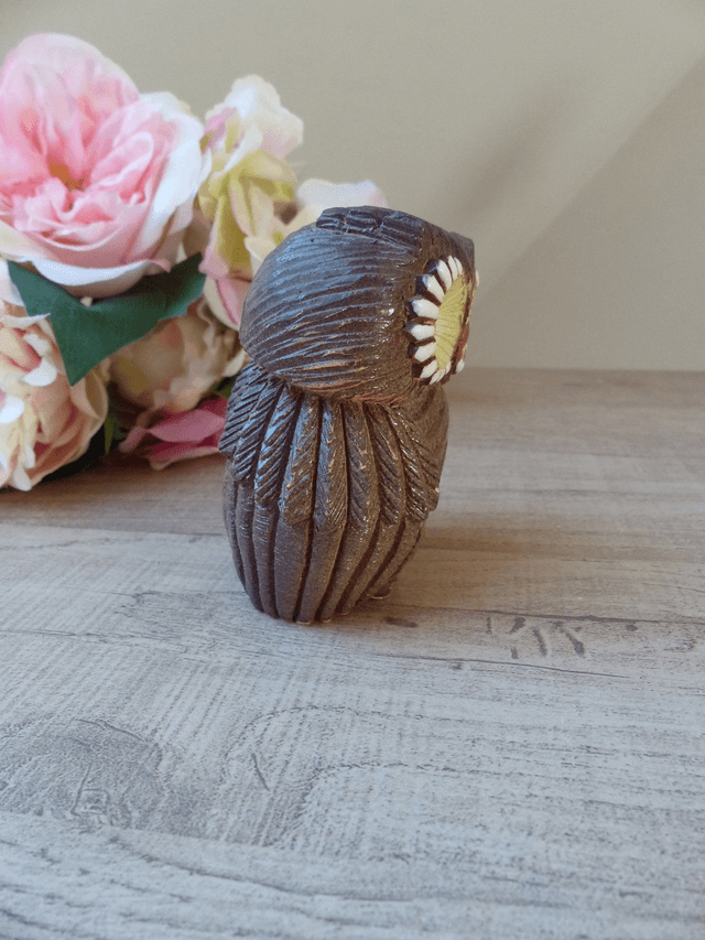 Ancien et rare Figurine Chouette en Céramique poterie Atelier De Rosa Collection Vintage