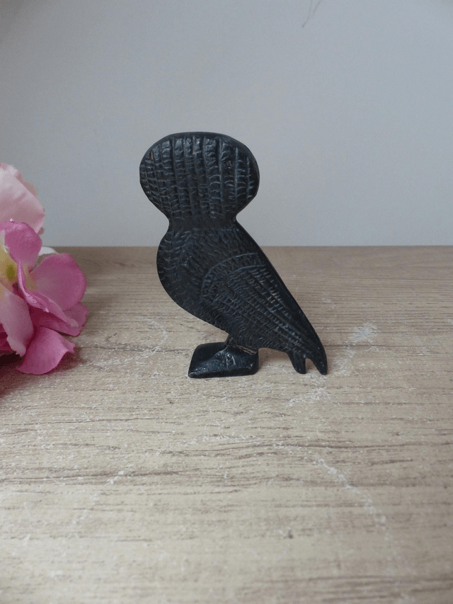 Statuette chouette en métal, sculpture chouette avec des grands yeux, figurine chouette d'Athéna en métal, symbole de sagesse