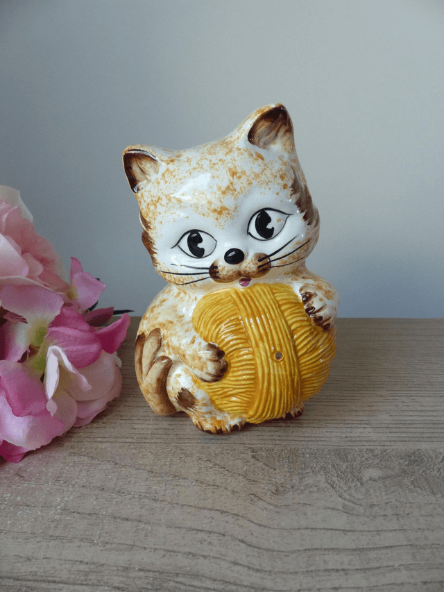 Ravissant Dévidoir à Ficelle de Cuisine Chat en Céramique, Porte Ficelle Chat Décoration Bureau Buanderie Cellier, Cadeau Amoureux des Chats
