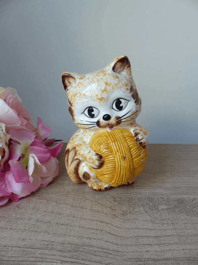 Ravissant Dévidoir à Ficelle de Cuisine Chat en Céramique, Porte Ficelle Chat Décoration Bureau Buanderie Cellier, Cadeau Amoureux des Chats