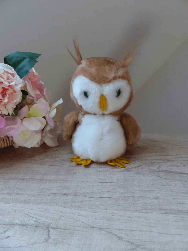 Peluche Chouette Hibou Nature Animal Jouet Fun Farm Collection Souvenir Vintage 1979, Doudou en Forme de Hibou, Décoration Peluche Animal