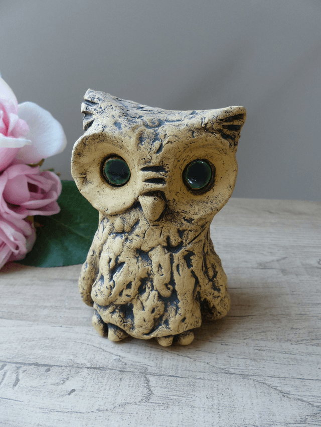 Sculpture figurine de hibou en céramique années 1970, poterie ouest-allemande Vintage
