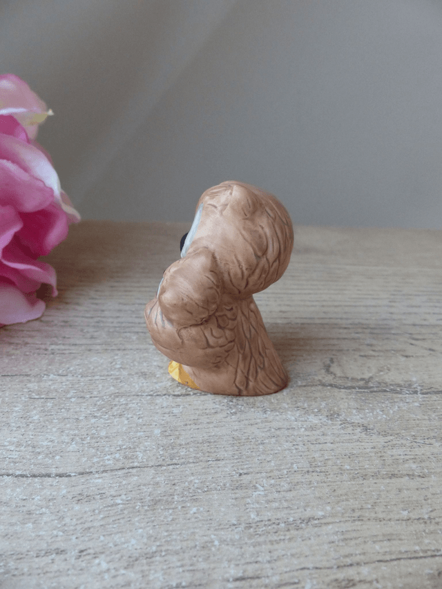 Mignon figurine chouette hibou avec bébé, couple famille hibou chouette en céramique,  décoration cadeau ami famille naissance enfant