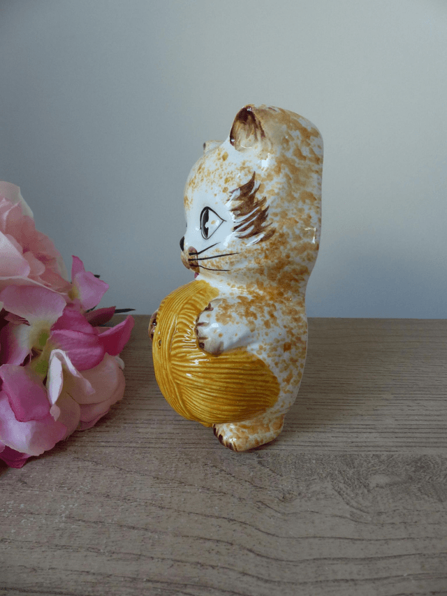 Ravissant Dévidoir à Ficelle de Cuisine Chat en Céramique, Porte Ficelle Chat Décoration Bureau Buanderie Cellier, Cadeau Amoureux des Chats