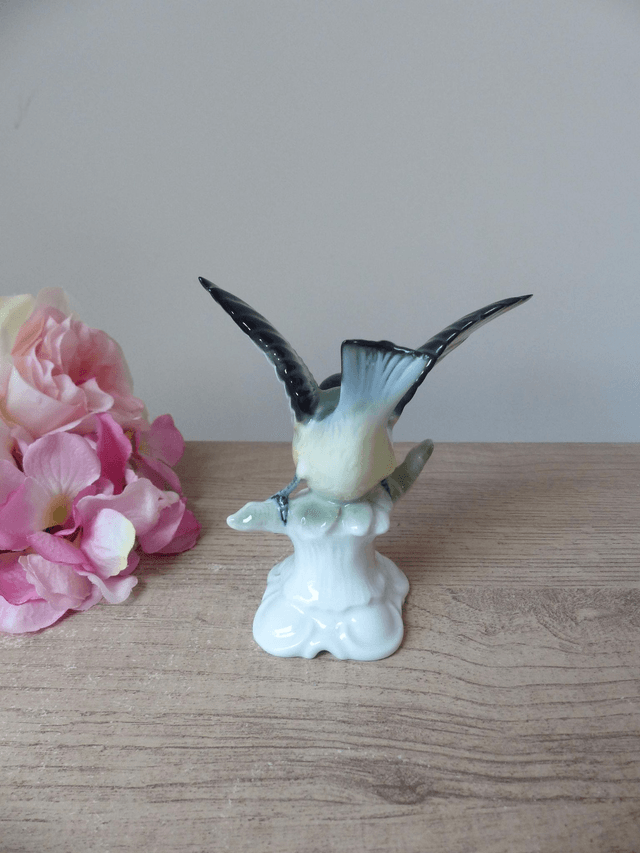 Figurine d'oiseau en porcelaine, Mésange en porcelaine vintage allemande, Gerold Porzellan Bavaria Western Germany, décoration collection