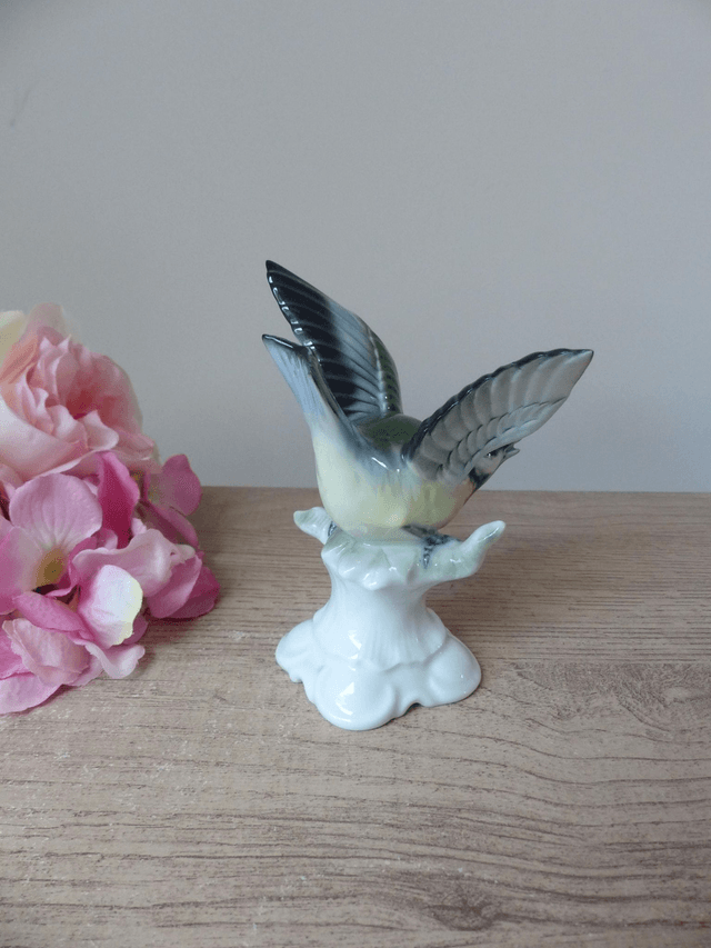 Figurine d'oiseau en porcelaine, Mésange en porcelaine vintage allemande, Gerold Porzellan Bavaria Western Germany, décoration collection