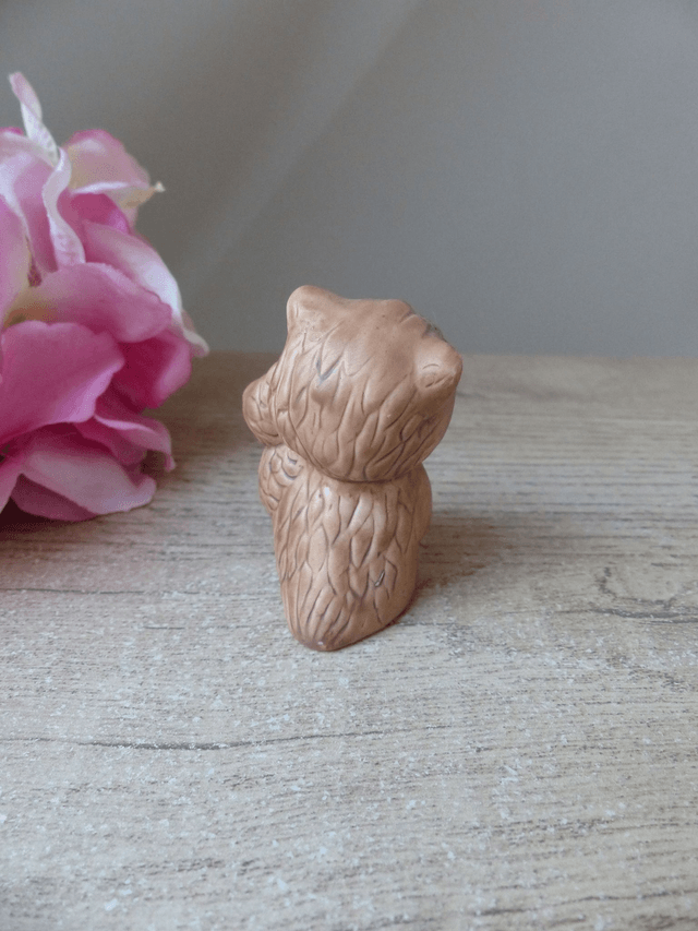 Mignon figurine chouette hibou avec bébé, couple famille hibou chouette en céramique,  décoration cadeau ami famille naissance enfant