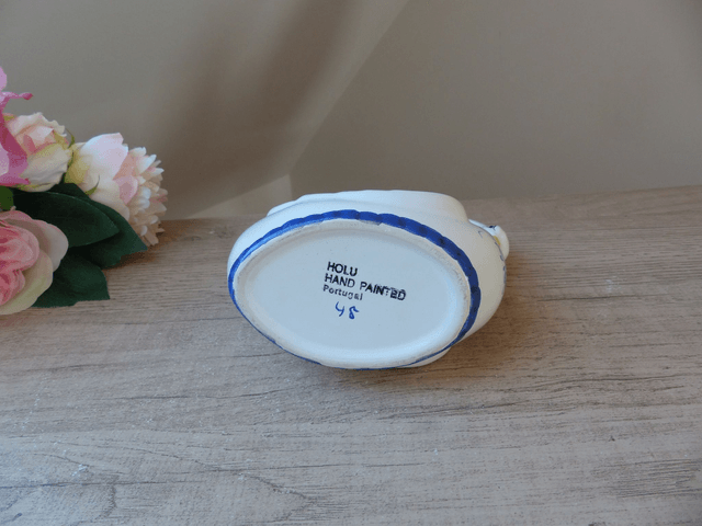 Vintage Petit Cache Pot Cygne de Porcelaine Peint à la Main au Portugal - Oiseau d'ornement - Petite Jardinière Cygne Oiseau - Cadeau Couple