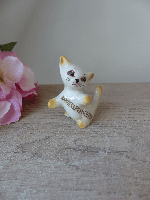 Vintage Mignon Petit Chat Néerlandais en Céramique Souvenir Pays-Bas, Chat de collection, Cadeau Amoureux des Chats