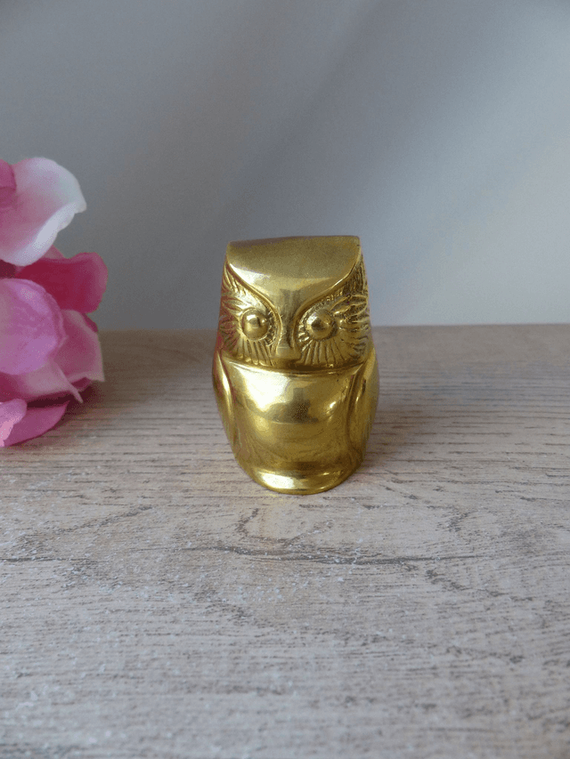 Ancien et Rare Figurine Chouette Hibou Sculpture en Laiton Collection Décoration Vintage, Cadeau Amoureux des Chouettes