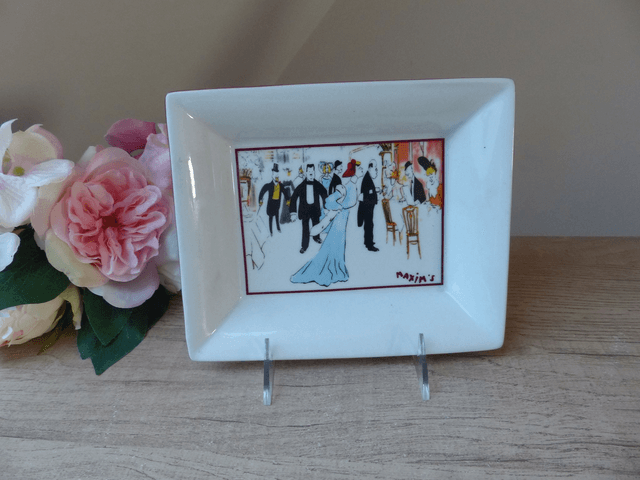 Vide Poche Cendrier MAXIM&#039;S, coupe à bijoux, plat apéritif, plat à gourmandises et chocolats, décoration vintage 1980, Art Nouveau, Cadeau