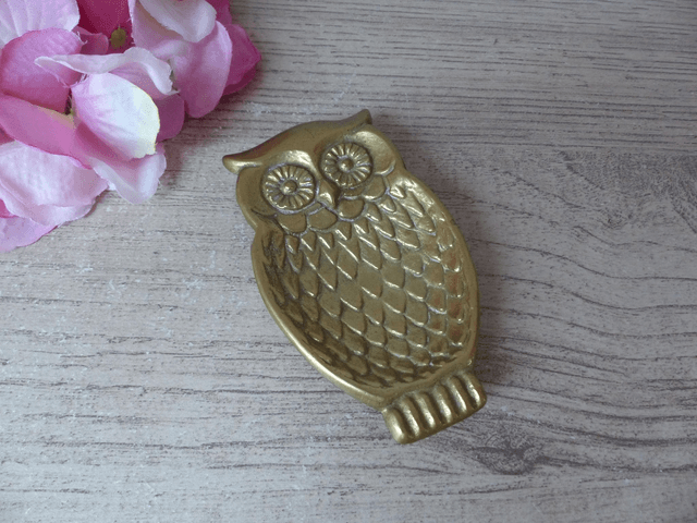 Petit cendrier hibou en laiton sculpté, cendrier de poche hibou, plateau en laiton pour bagues, cadeau pour fumeur, cendrier de voyage