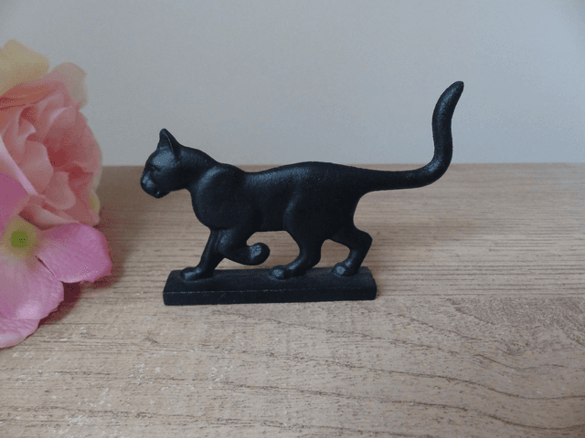 Figurine miniature de chat Grattoir noir en fonte Franklin Mint Cabinet de Curiosités 1986, Métal Franklin Mint Cat Collection