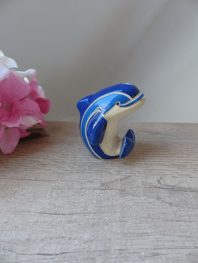 Figurine baleine en céramique bleue vintage, décor chambre bord de mer, cadeau amoureux baleines, déco enfant